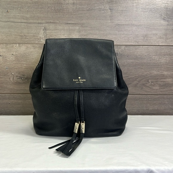 Kate Spade Black Backpack with Tassels and Gold Accents main image 4